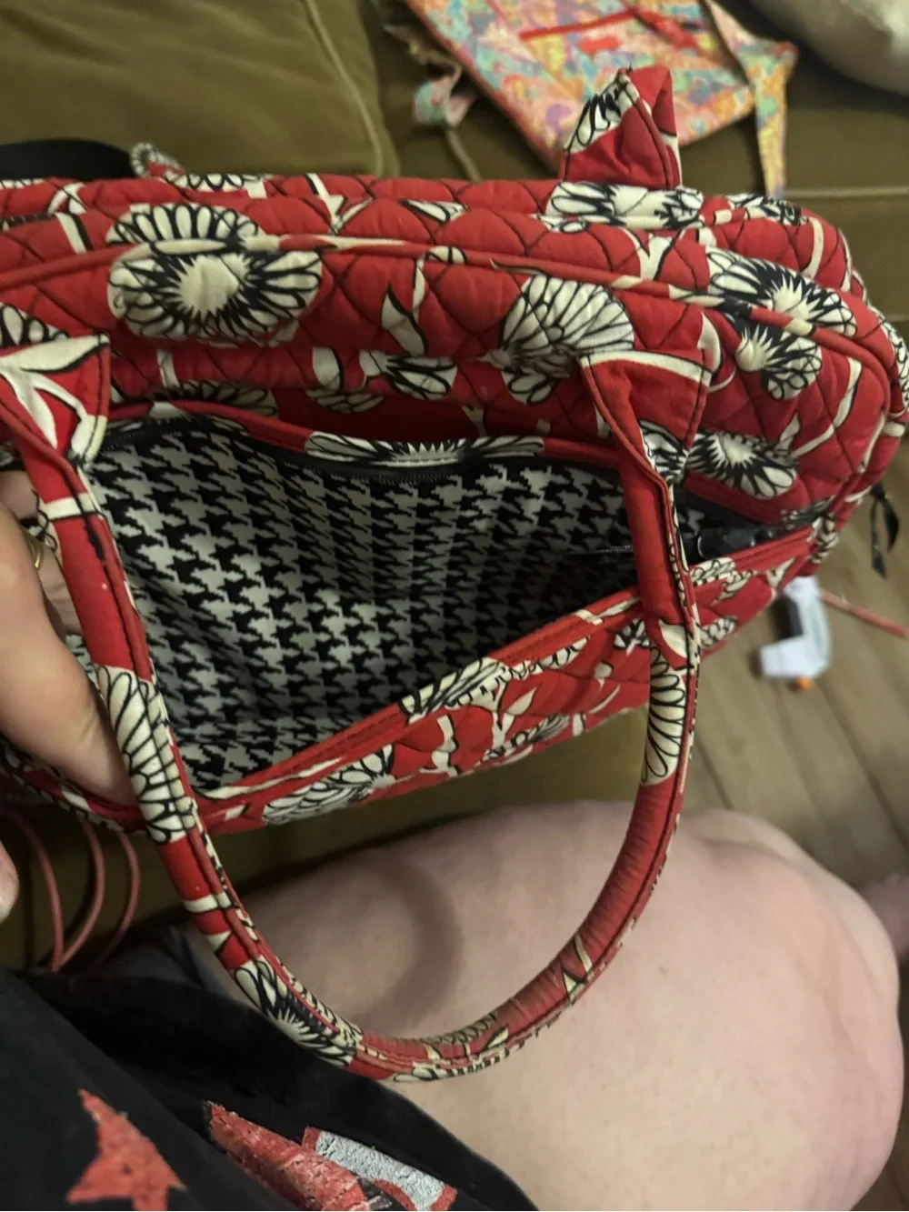 Vera Bradley Red Quilted Floral Laptop Bag